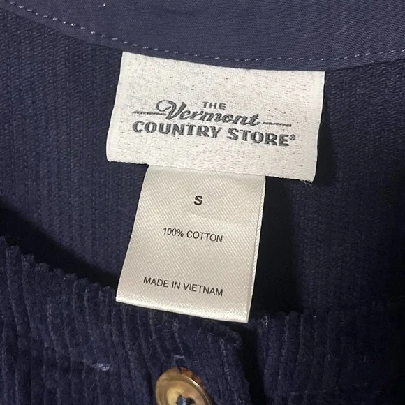 The Vermont Country Store corduroy tunic shift coverall dress, thick blue cotton - Picture 4 of 10